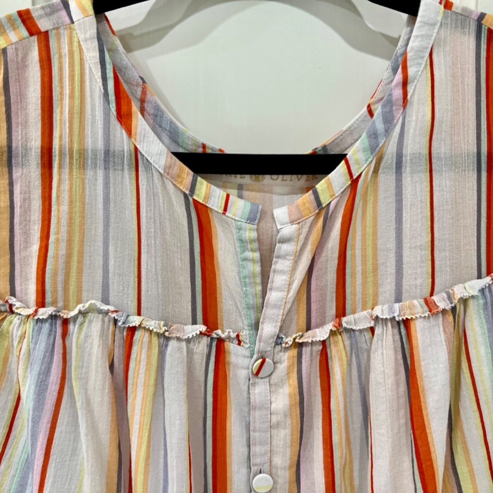 Marie Oliver Flowy Stripe Poplin Top, Sz M - Picture 3 of 12